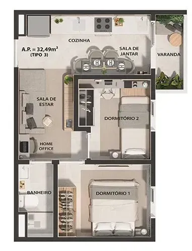 PLANTA 35m²