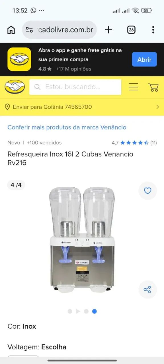 Resfresqueira suco 2 cubas Venâncio  - Foto 2