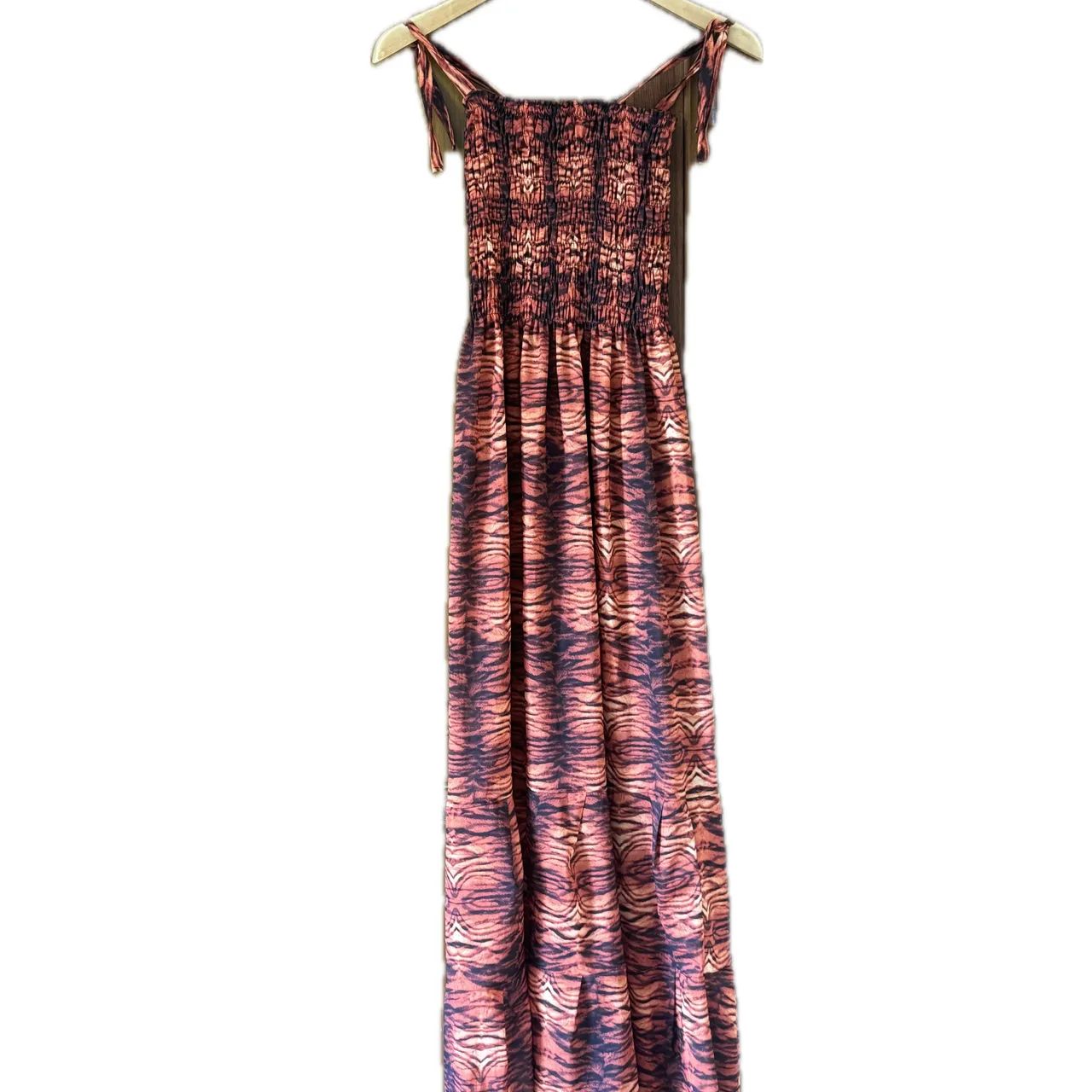 Vestido laranja longo estampado  - Foto 2