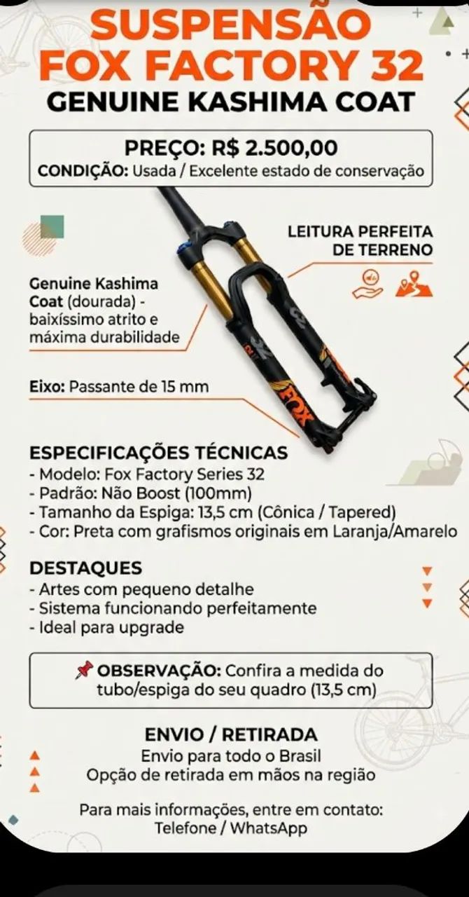 Suspensão fox kashima mtb