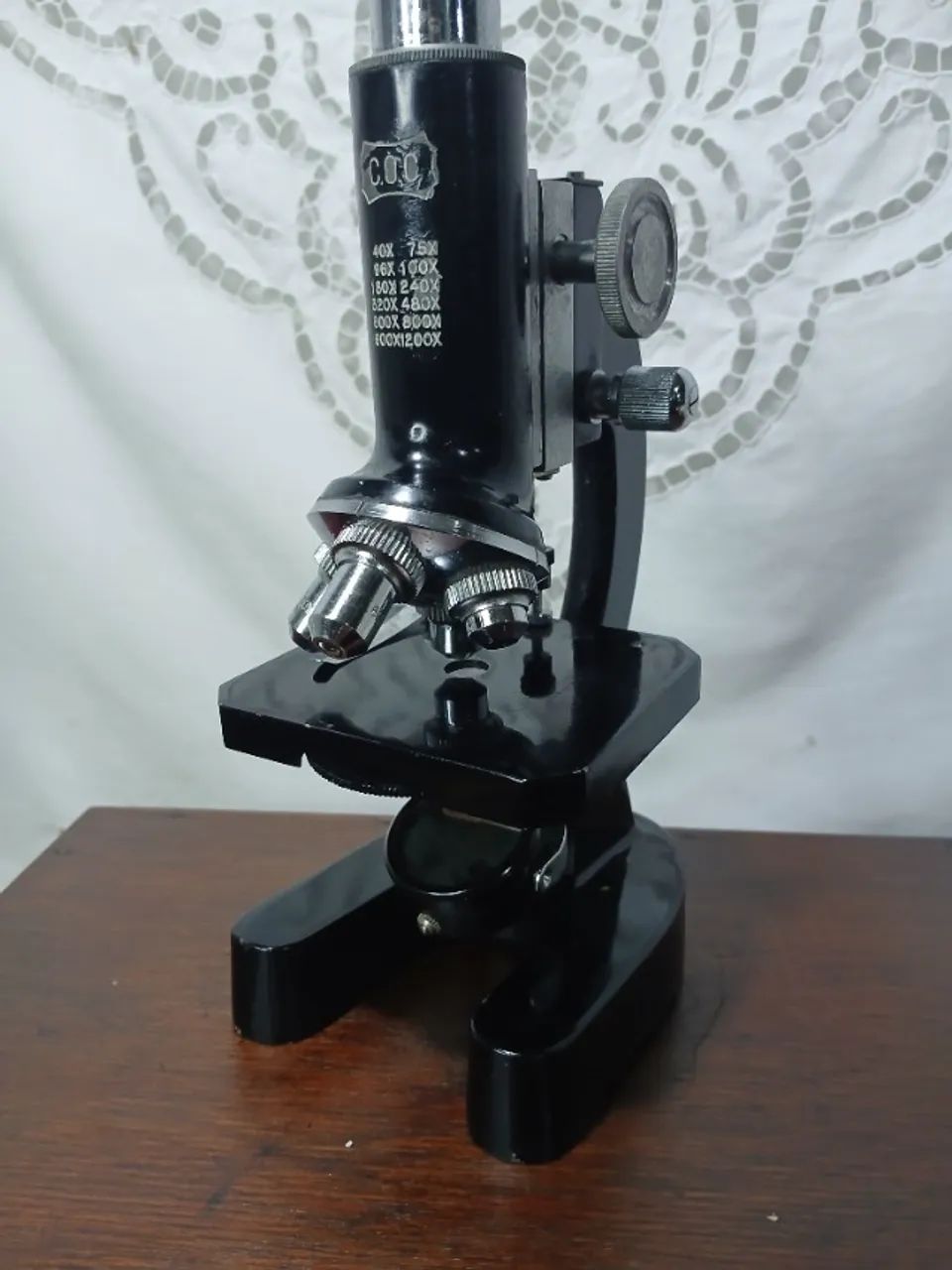 Antigo Microscopio Japones E Caixa De Madeira - Foto 3