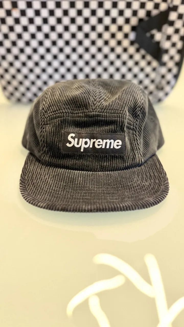 Boné Supreme Corduroy Camp Cap Black