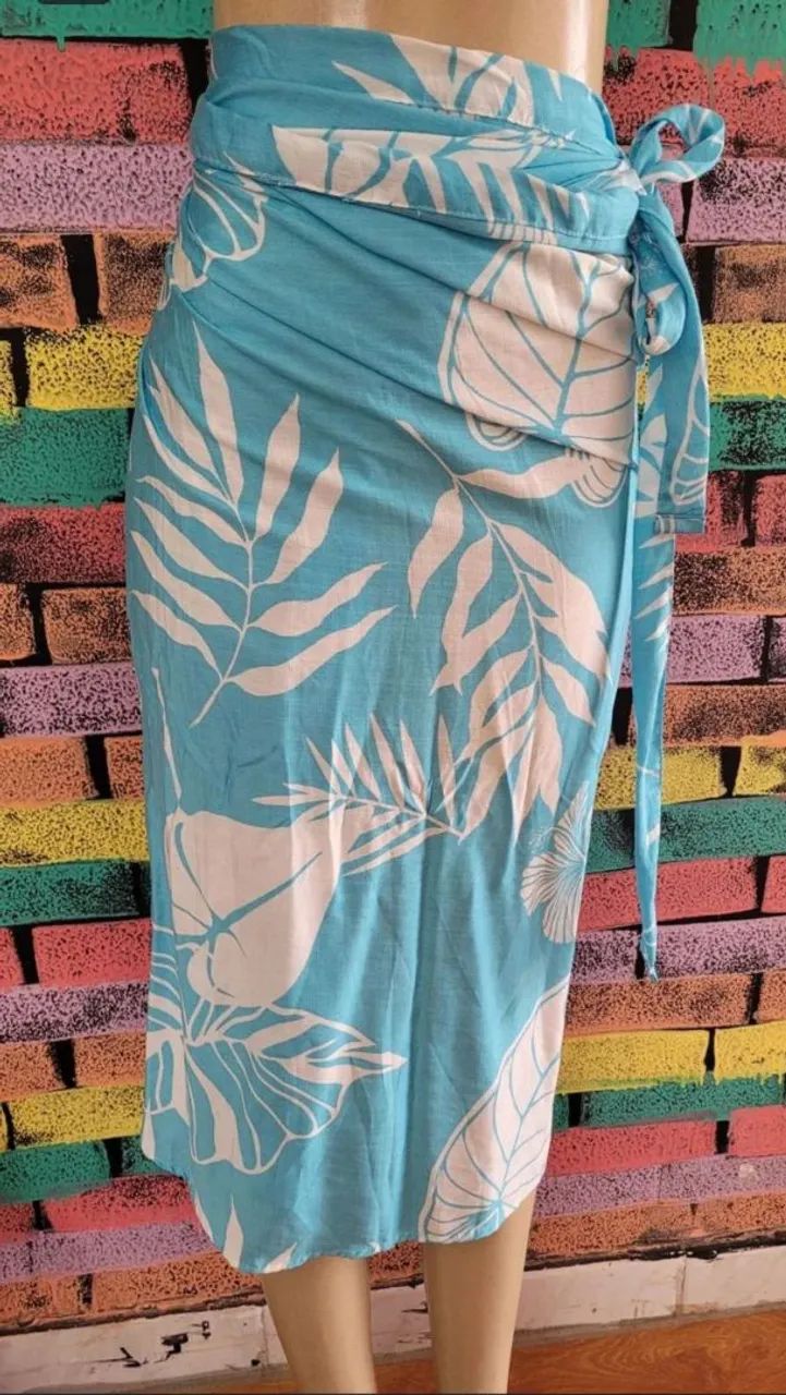 saída de praia envelope estampada azul único - Foto 3