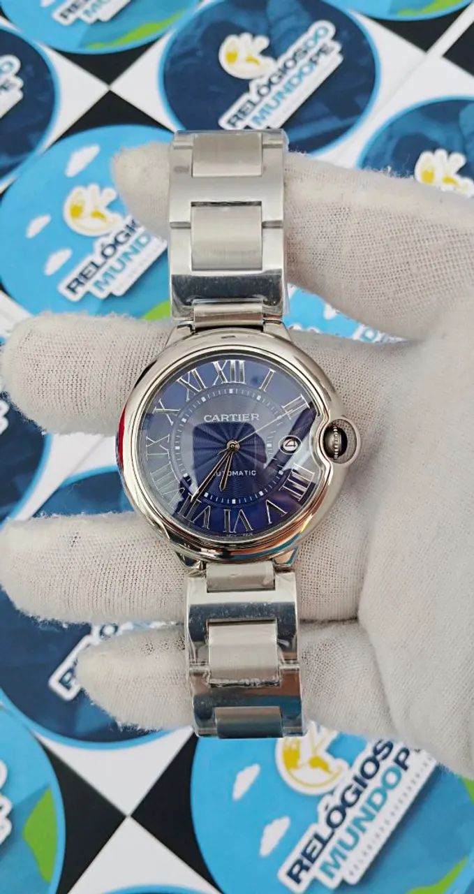 RELÓGIO CARTIER BALLON BLEU FUNDO AZUL AUTOMÁTICO  - Foto 4