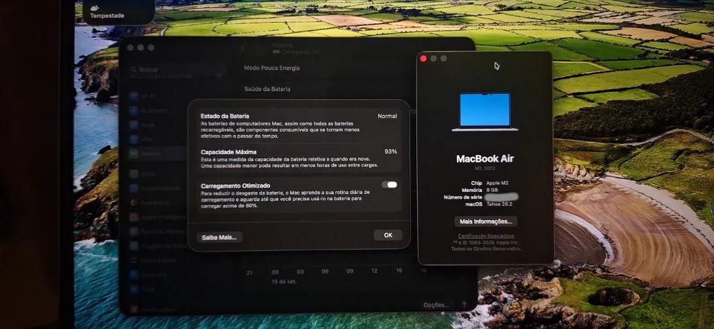 MacBook Air M2 2022 (A2681) 8GB 256GB Cinza Espacial - Bateria 93