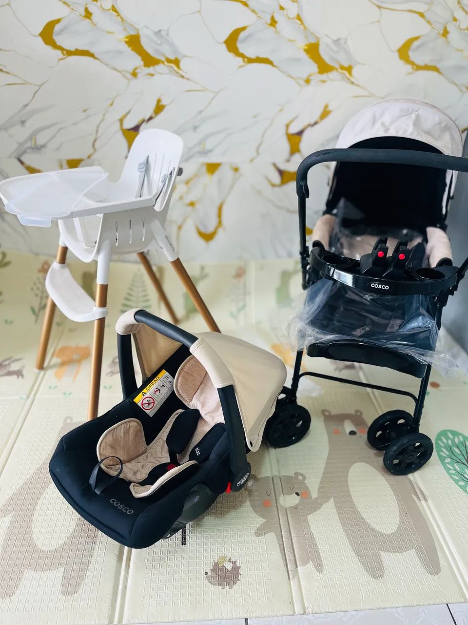 Carrinho de bebê BERÇINHO, bebê conforto e cadeira de alimentação  - Foto 3