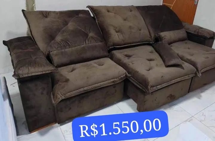 SOFASÃO RETRATIL RECLINAVEL 2,70 ESPUMA D28 MOLAS BONEL PILLOW 20CM 