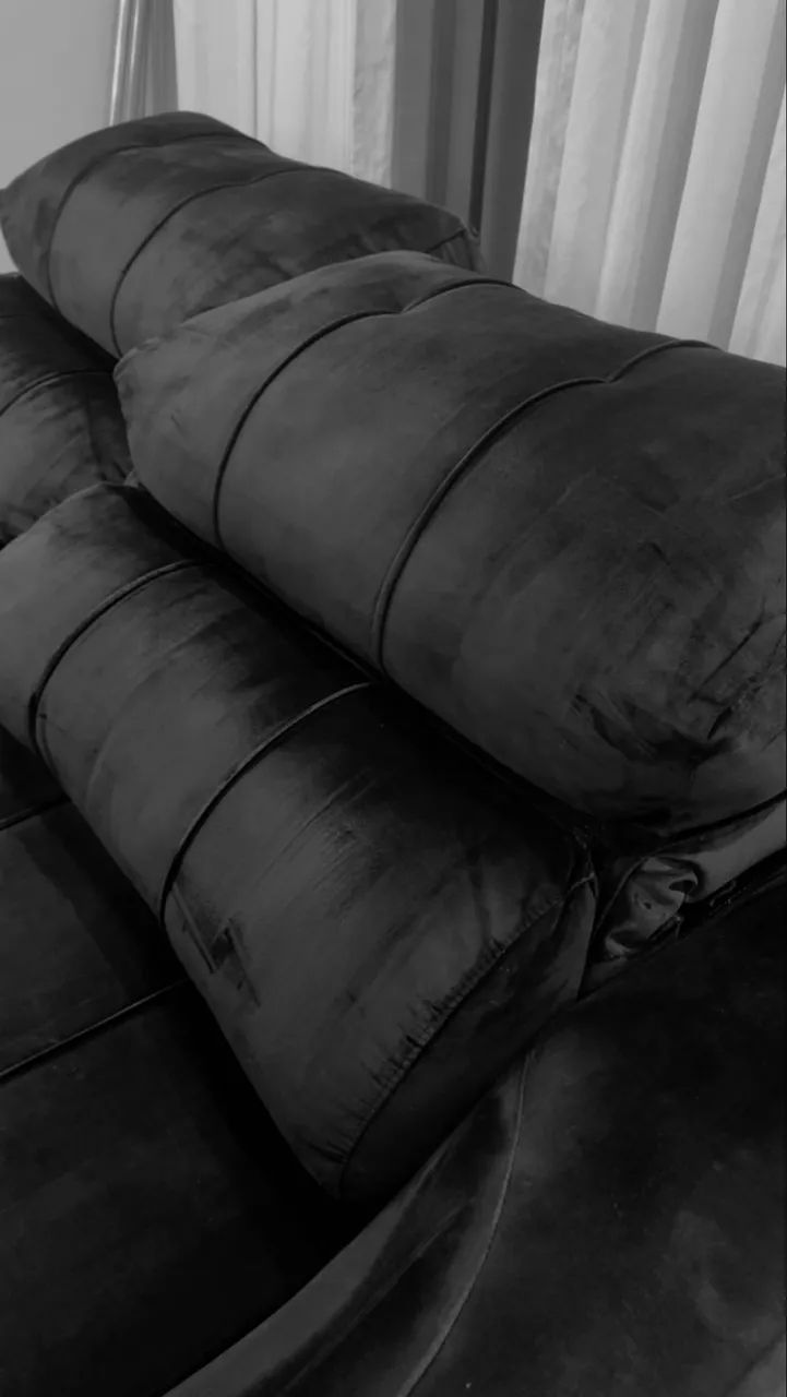 Sofá retrátil e reclinável suede preto 2,30m - Foto 2