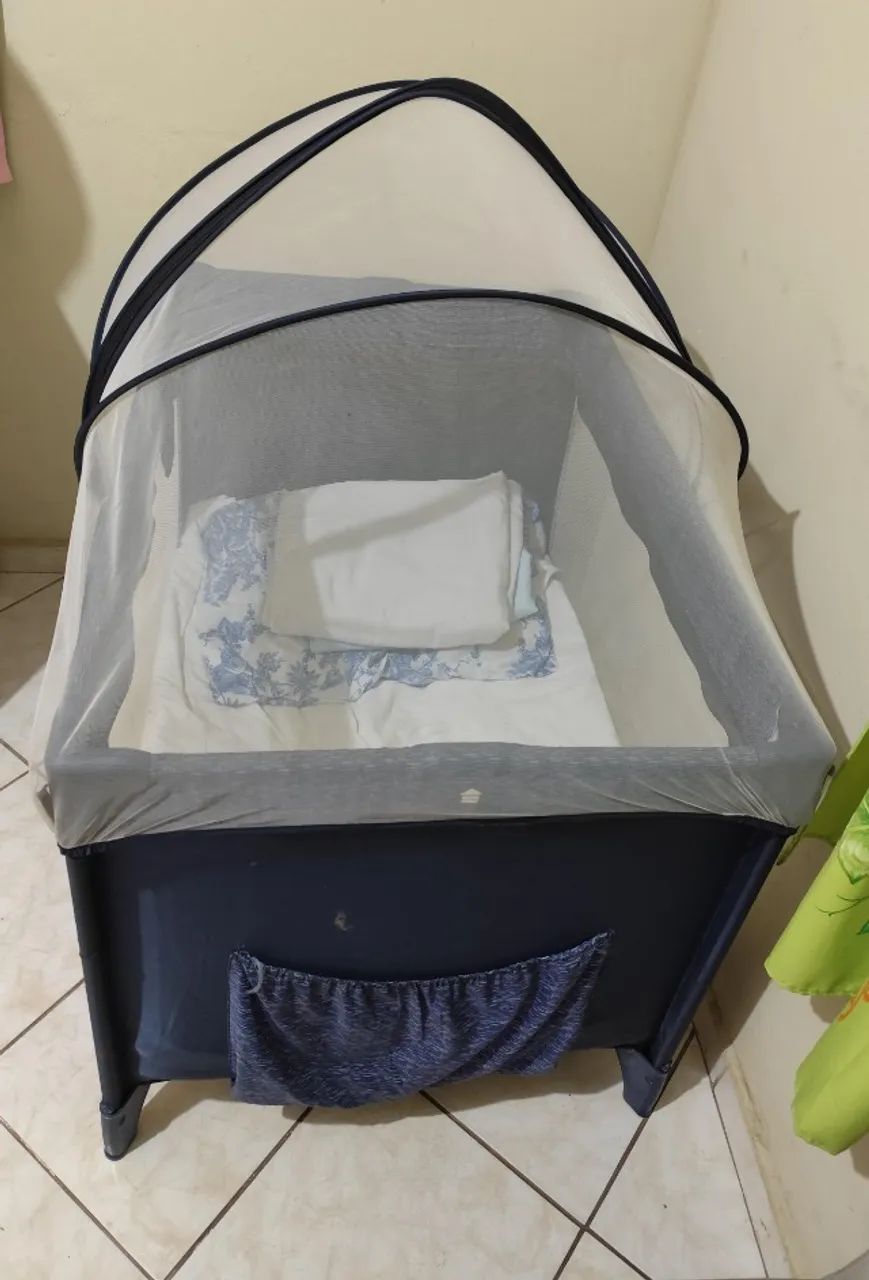 Berço Camping Azul completo + colchão  - Foto 3