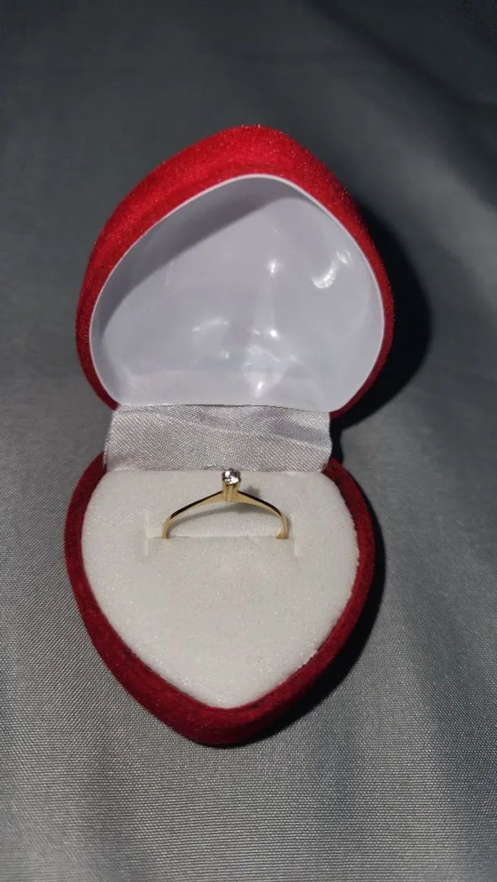 Dois Anéis Solitários Maciços De Ouro 18k - Foto 2