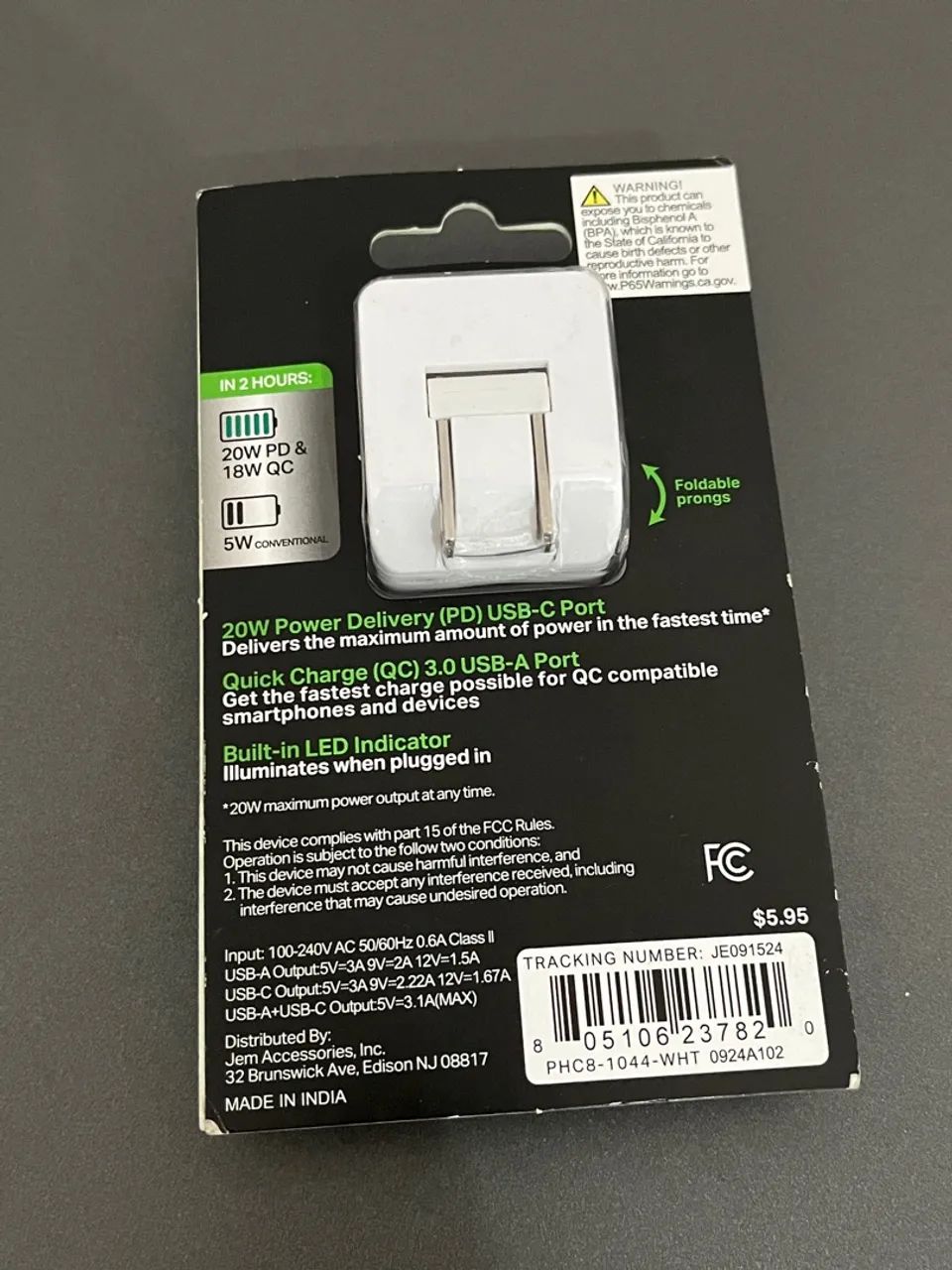 carregador de tomada 20w usb-c e usb-a branco - Foto 2