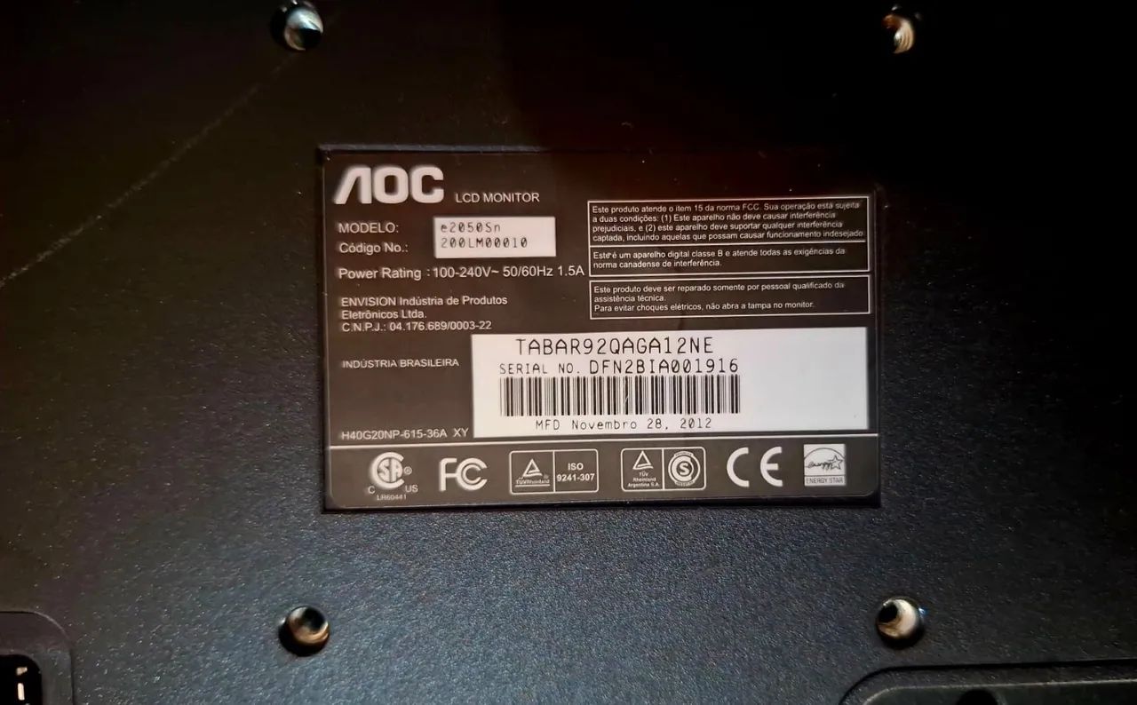 Monitor AOC E2050SN 20" VGA DVI + Suporte VESA  - Foto 5