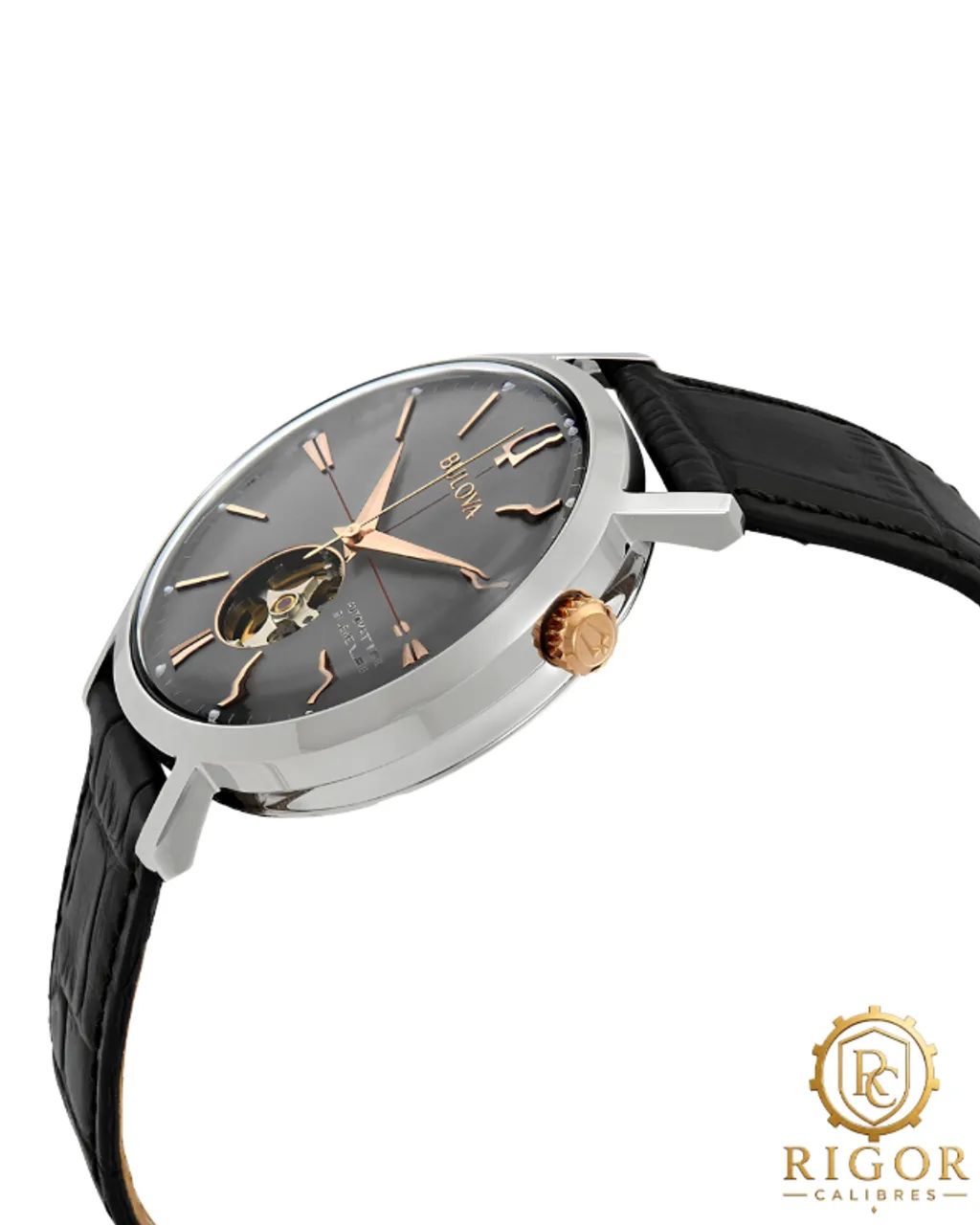 Relógio Masculino Bulova Classic 98A187: Automático, Esqueleto, Grafite, 41mm - Foto 2