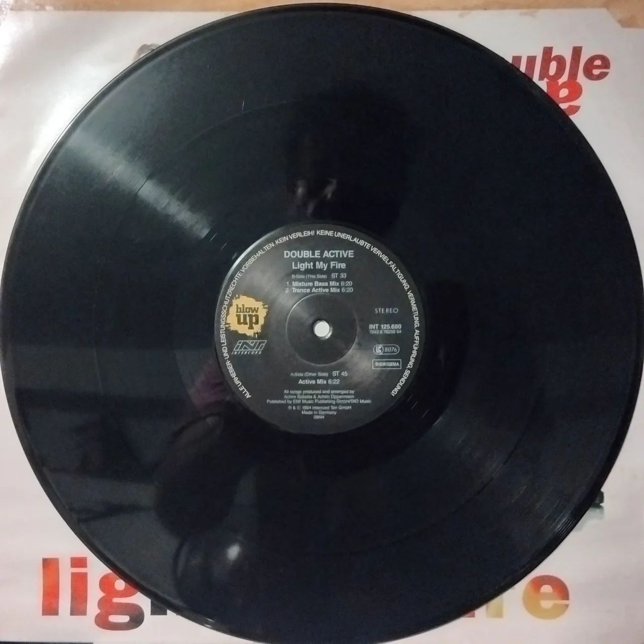 LP Disco de Vinil Single Double Active - Light My Fire Eurodance anos 90 importado  - Foto 3