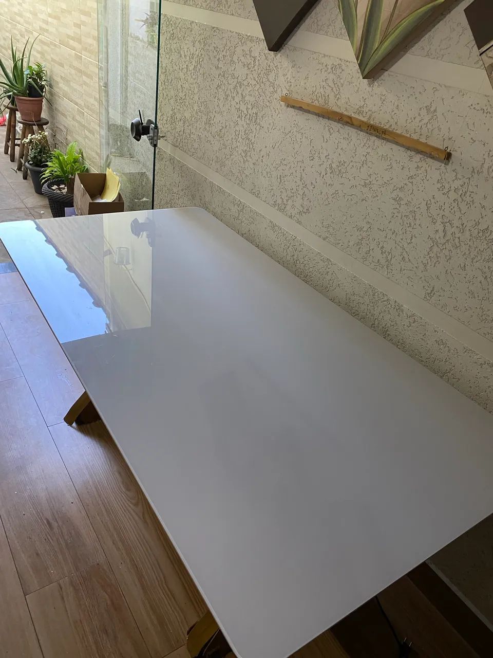 Tampo de Mesa de jantar retangular em vidro off white - Foto 5