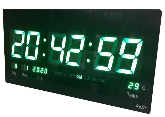 Relógio Led Digital Parede 46cm Painel Calendário Verde - Foto 2