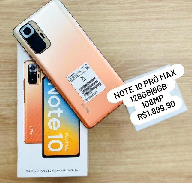 10x Cartão] Xiaomi Redmi Note 10 Pro Max 128Gb | Lacrado | Garantia | Imperdível