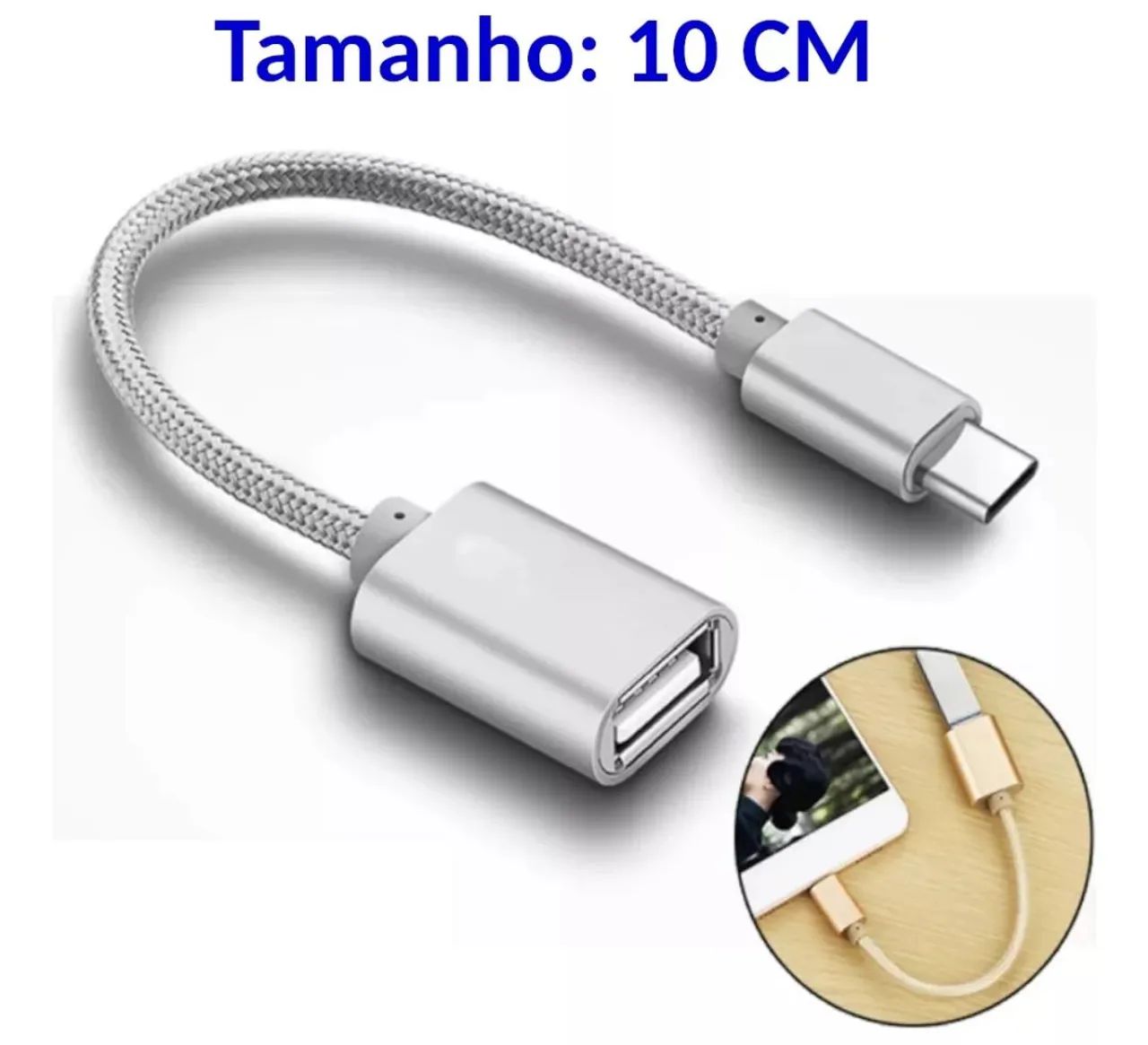 Adaptador Otg Para Celular plug Tipo C ou V8 - Foto 4