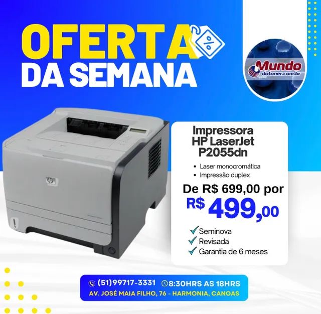 Impressora HP 2055dn com toner econômica com rede