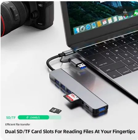 Usb C Hub Splitter para MacBook, 8 em 1 - Foto 3
