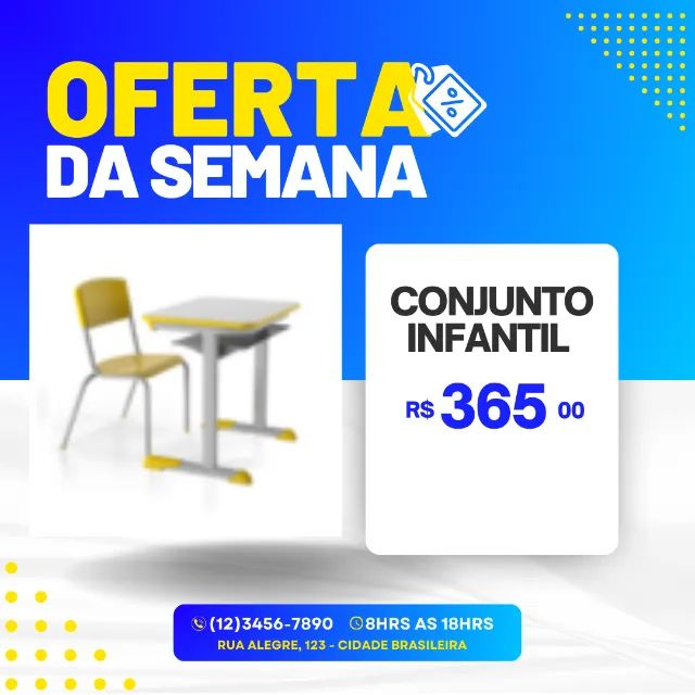 Conjunto escolar mesa e cadeira infantil Banca escolar FNDE 