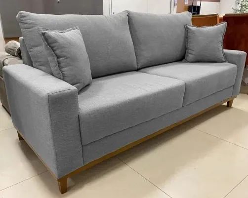 sala sofa living 3 lugares linho ou veludo  - Foto 3