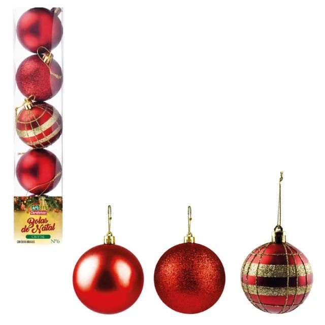 Bolas De Natal Vermelha C/ Dour Cristal Nº7 Zc433