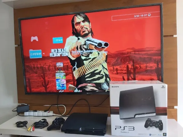 Playstation 3 Slim desbloqueado lotado de jogos!