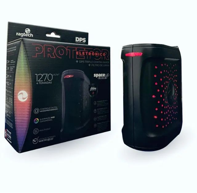  Protetor Eletrônico Gamer Ragtech Dps Space Up Nitro, Bivolt, Led RGB, 4 Tomadas - 20dps4 - Foto 2
