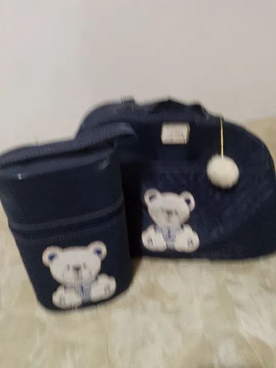 Kit de bolsa maternidade azul com ursinho - Foto 2