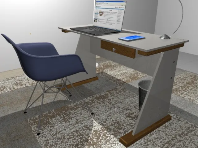 Mesa de Escritório Moderna. Base em Madeira Maciça. L90cm x P36cm x A74cm R$ 398,00