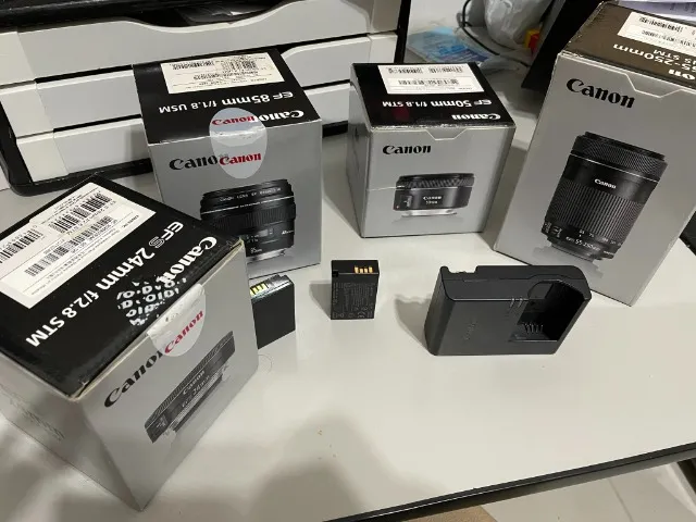 CANON T6I COM 4 LENTES, CARTÃO, CARREGADOR E 2 BATERIAS