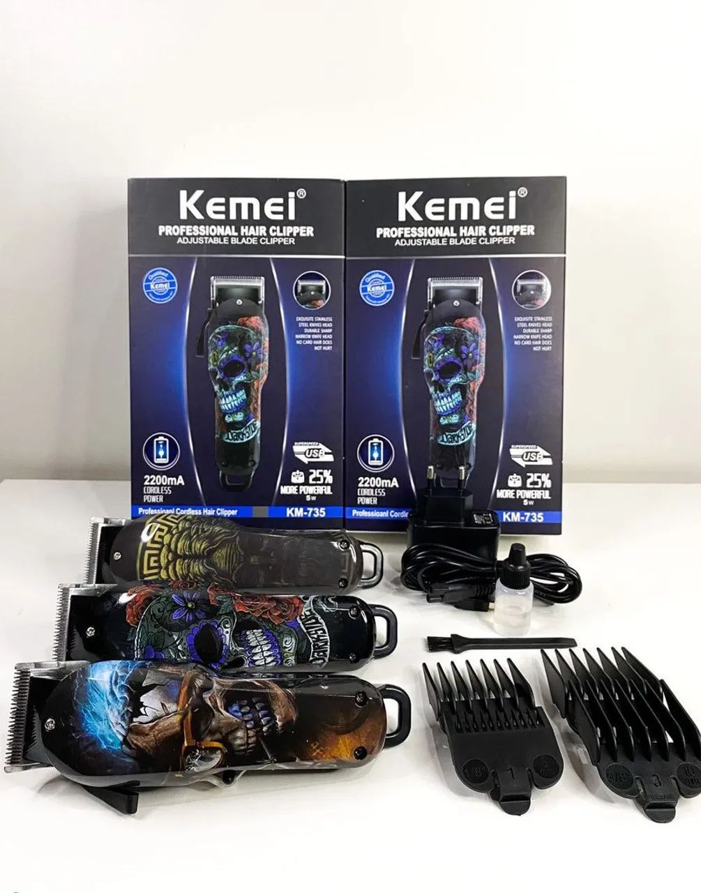 Máquina de Cortar Cabelo sem fio Kemei KM-735 Profissional - Foto 5