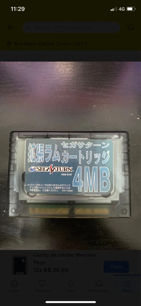 Cartucho Expansão de Memória 4MB Sega Saturn