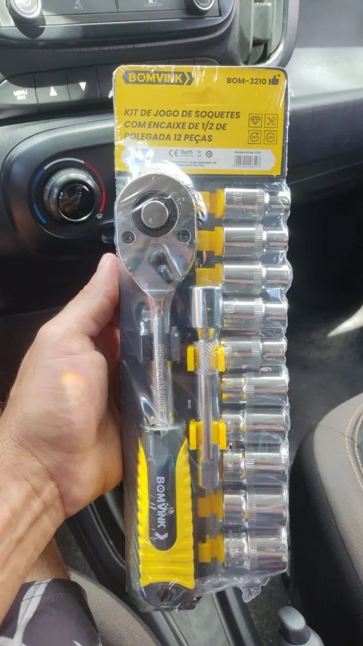 Jogo de Soquetes 1/2 12 Peças Bomvink CROMO VANADIU 