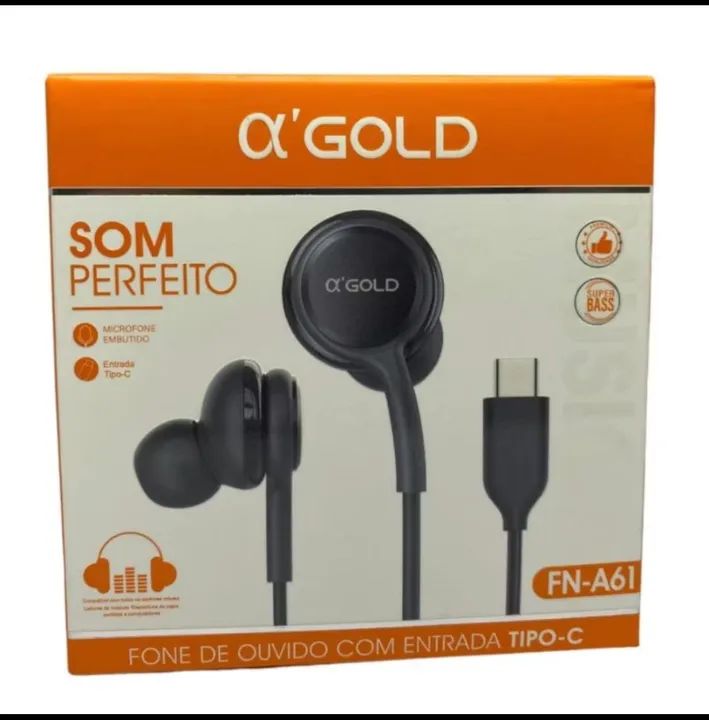 Fone de Ouvido A'Gold Com Entrada Tipo-C - Novo