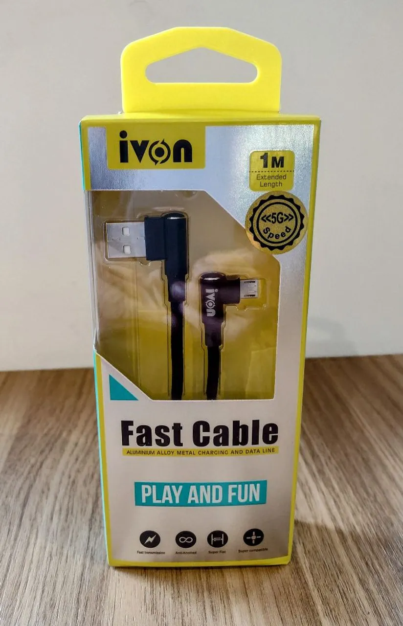 Cabo USB Tipo C 1m Curto Reforçado Ivon - 5G Super Rápido