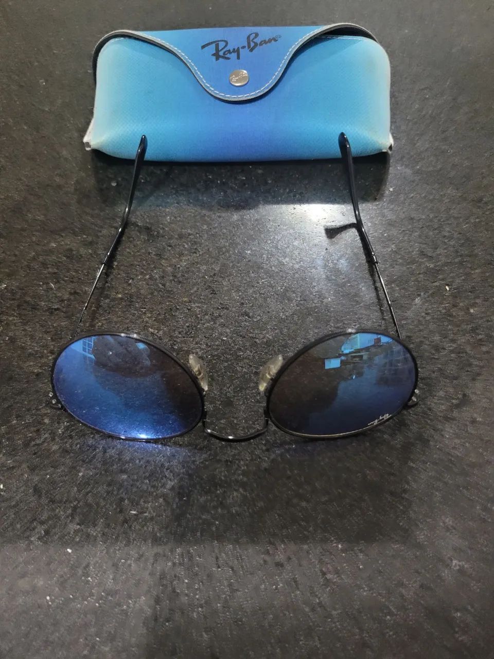 Óculos de sol Ray-Ban Redondos - Lentes Azuis - Foto 3