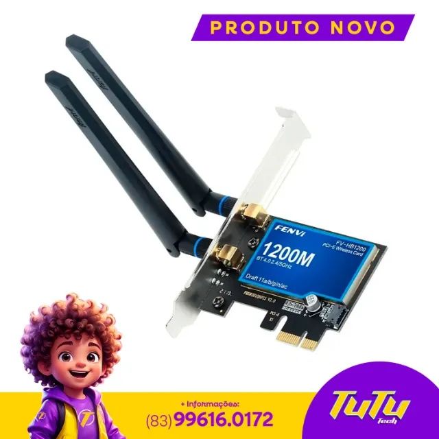 Placa de Rede Wi-fi PCIE 5ghz Fenvi 1200mbps - Lacrado