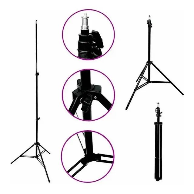 Luminaria piso Tripé Studio Fotografia Iluminação Abajur 2,20 Mt de chão - Foto 6