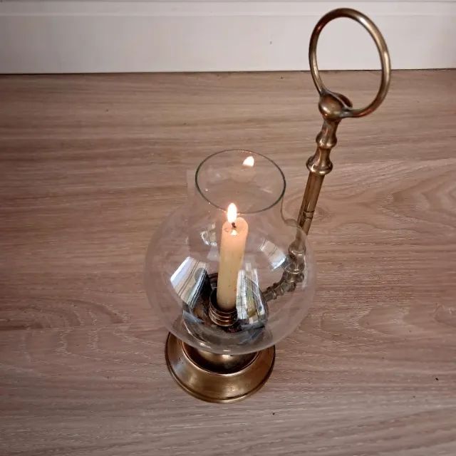 Castiçal Lamparina em Latão e Cúpula de Vidro - Foto 4