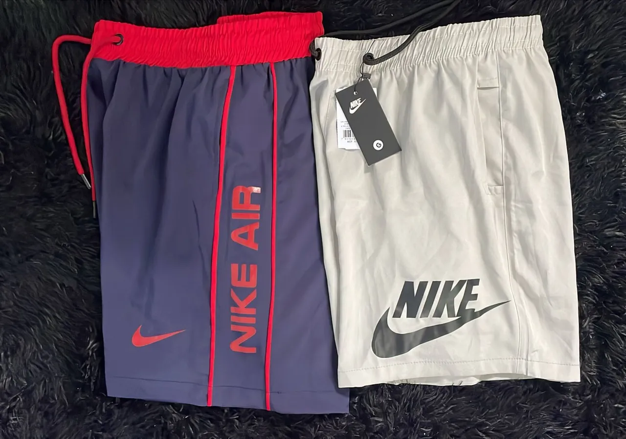 Shorts Nike - Azul e Cinza, vermelha
