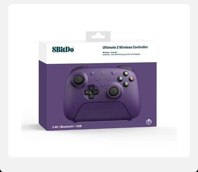 Controle 8BitDo Ultimate 2 Wireless Hall Effect Roxo - Preto - Branco - Lacrado - Original