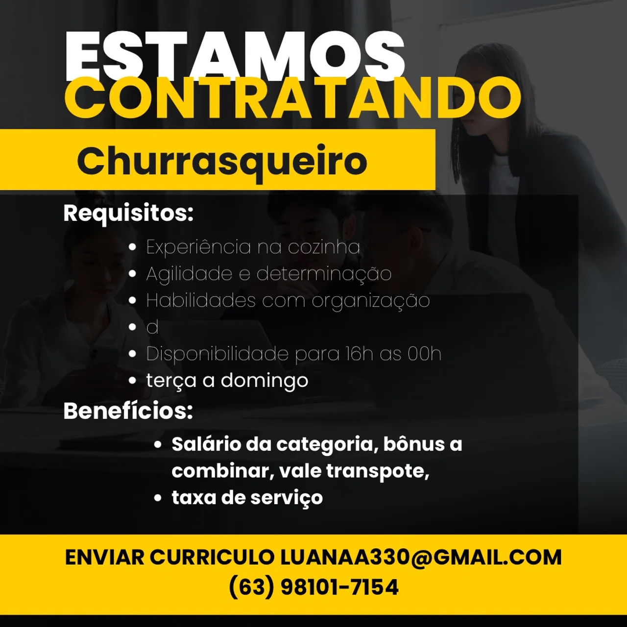 Vaga para churrasqueiro 