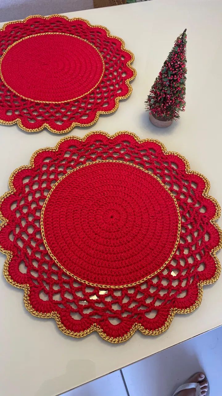 Sousplat em crochê para o Natal 