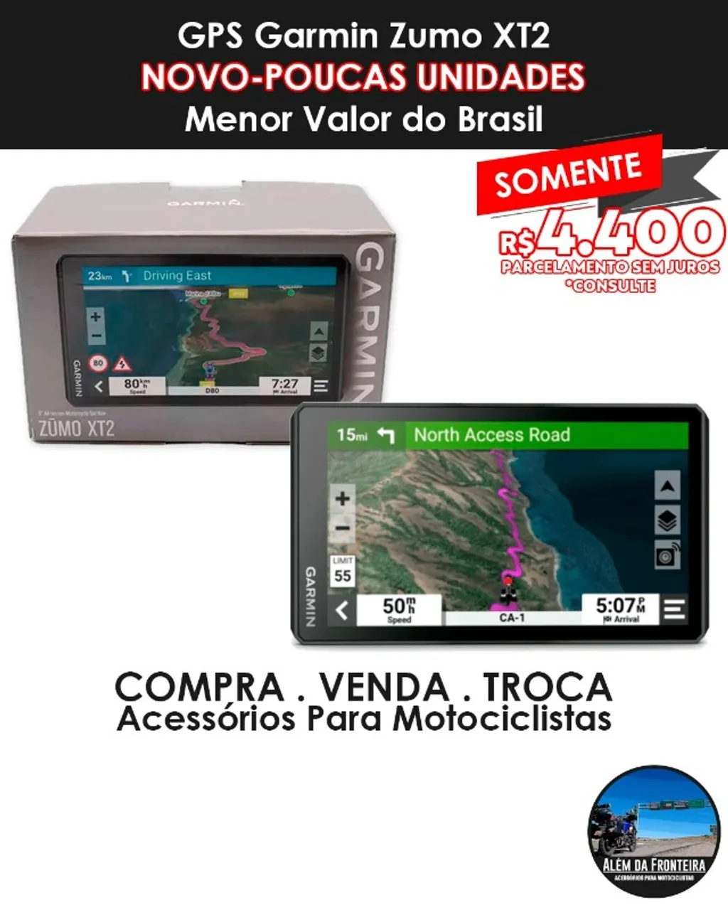 GPS Garmin Zumo XT2 Novo + adaptador para BMW GS