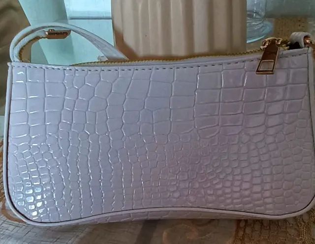 CAMAROTE Bolsa de ombro com padrão de crocodilo minimalista,baguete moderna - Foto 4