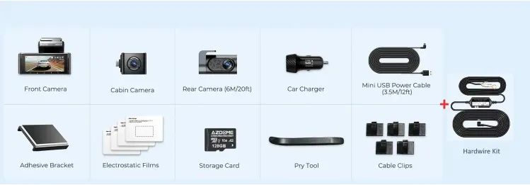 Azdome dash cam m550 pro conjunto com kit de fio rígido 4k + 1080p 3.19 "ips 5.8ghz wifi g - Foto 5