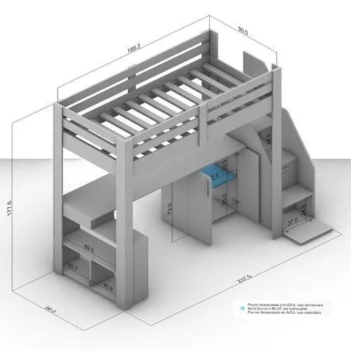 Cama Infantil de Beliche com Escrivaninha e Escada - Novo - Foto 4