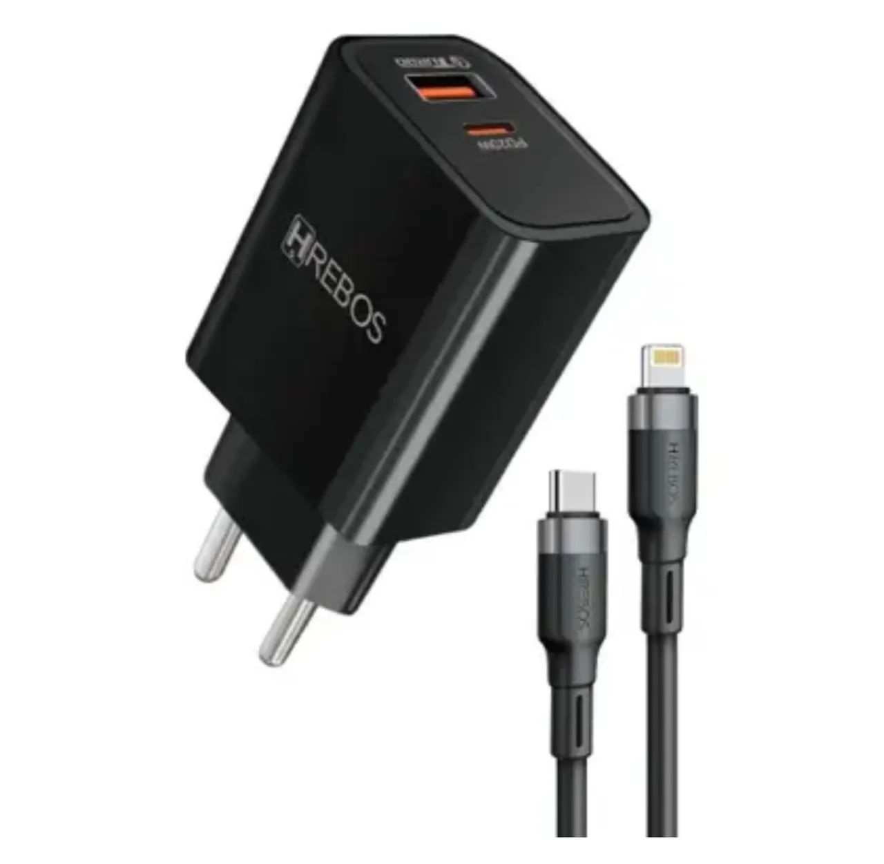 Carregador Rápido 30W USB-C + USB-A para iPhone e Android - Preto - Foto 3